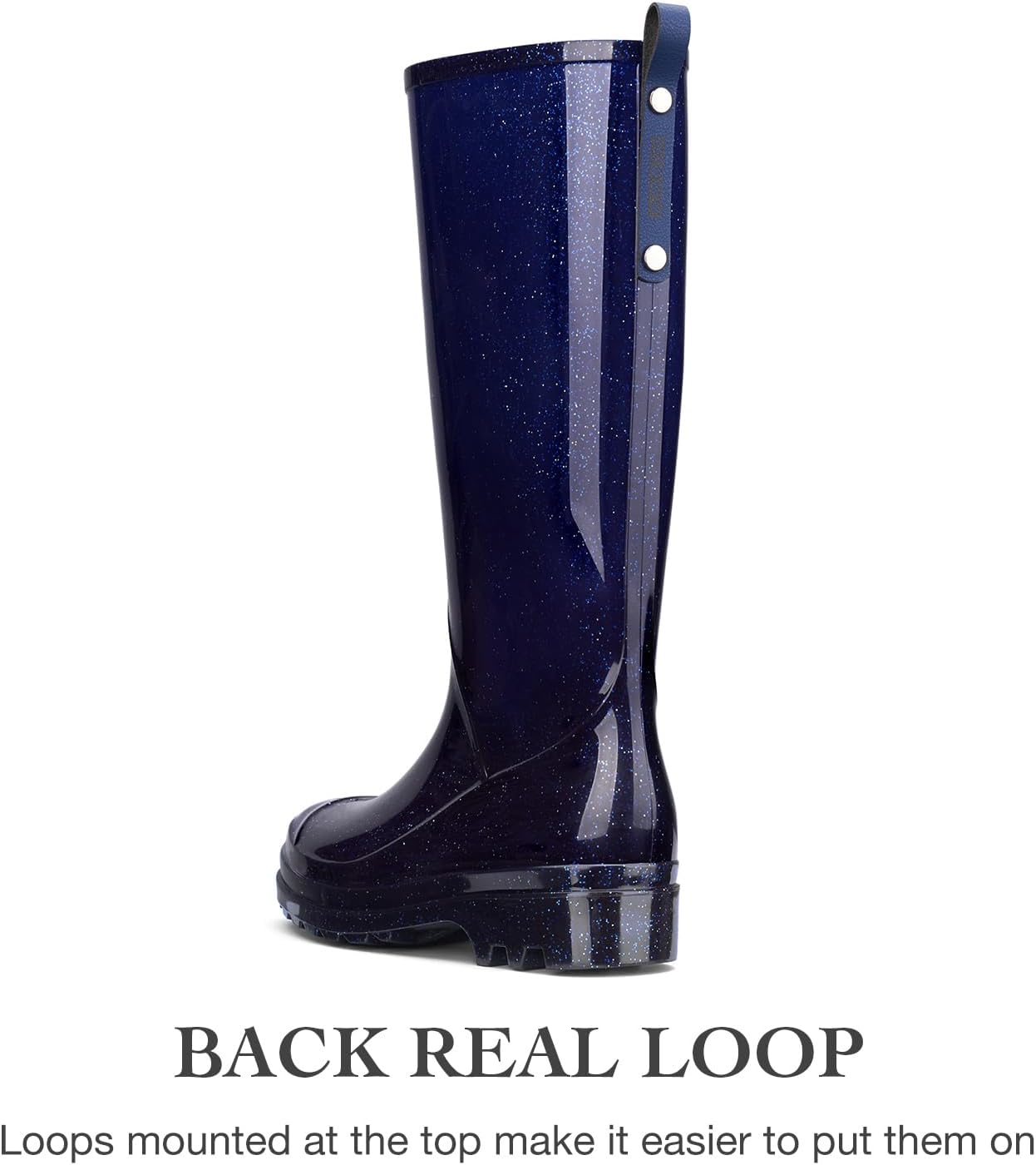 Women's Tall Rain Boots Waterproof Knee-High Booties | Non-Slip Lug Sole & Pull Tab for Gardening, Farming, Rainy