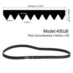 uxcell 450J8 PJ V-Ribbed Belt 8 Ribs 45" L x 0.74" W x 0.14" H, EPDM