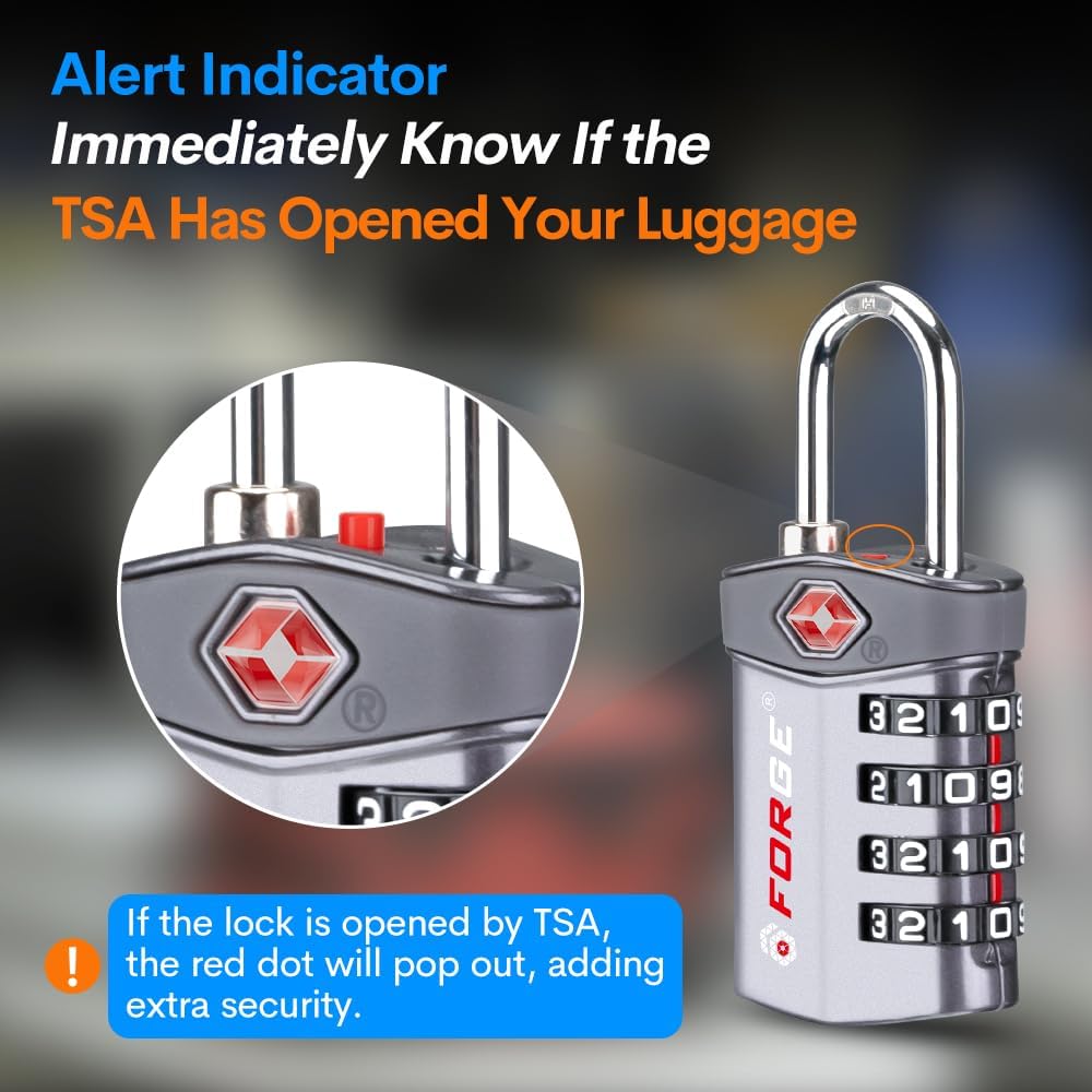 4-Digit Combination Lock, TSA Approved Locks for Luggage, Travel, Gym, School, Suitcase, Backpack, Pelican case, Easy