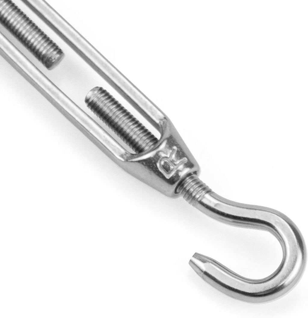 12 Pack M4 Hook & Eye Turnbuckle for Cable Wire Rope Tension, 304 Stainless Steel Heavy Duty Wire Rope Tension for