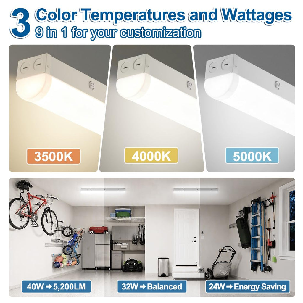 4FT LED Linear Light Fixture with Motion Sensor 1Pack, 40W/32W/24W