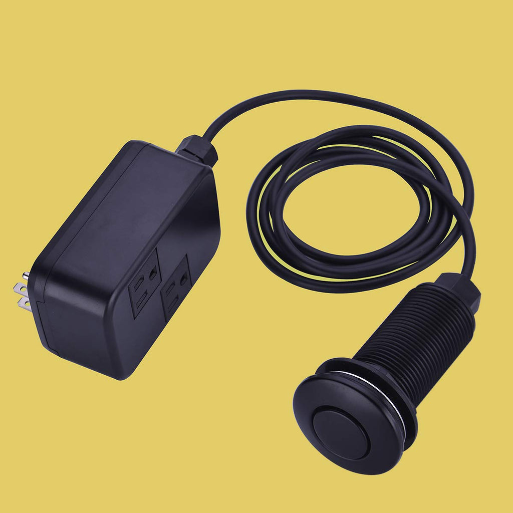 SINKINGDOM SinkTop Air Switch Kit with Mtte Black Long Button(Brass Cover) for Garbage Disposal