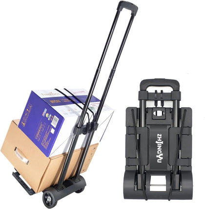 Folding Hand Truck Dolly Cart, Folding Cart Small Dolly with Wheels, | Lightweight Utility Dolly Expandable Baseplate