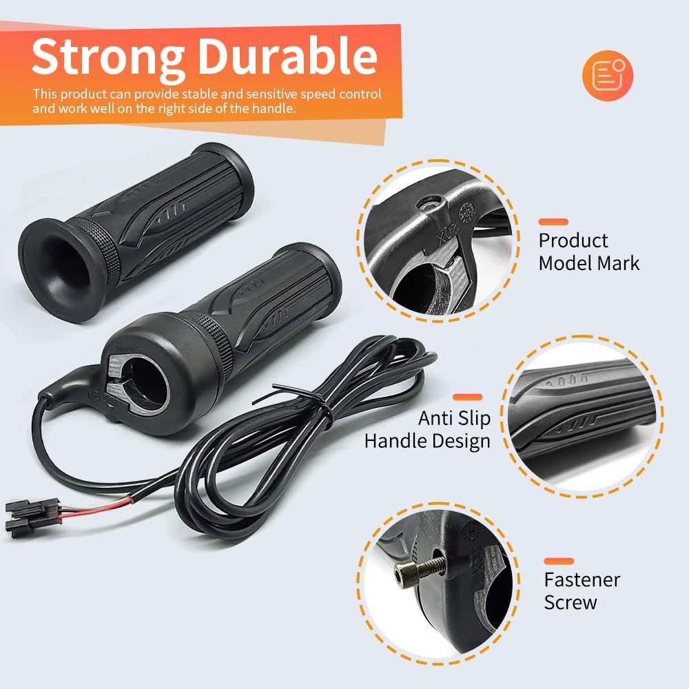 Electric Motorcycle Accelerator Right Hand Full Twist Throttle Ebike Throttle Compatible 12V-72V Suitable for 500W
