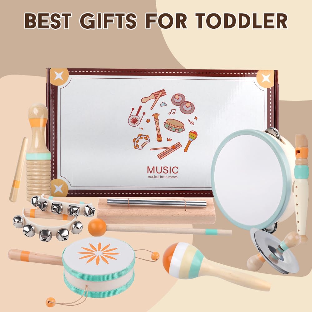 Toddlers Musical Instruments-Baby Montessori Wooden Toys for 18 Month+ | Kids Percussion Instruments Musical Toy for