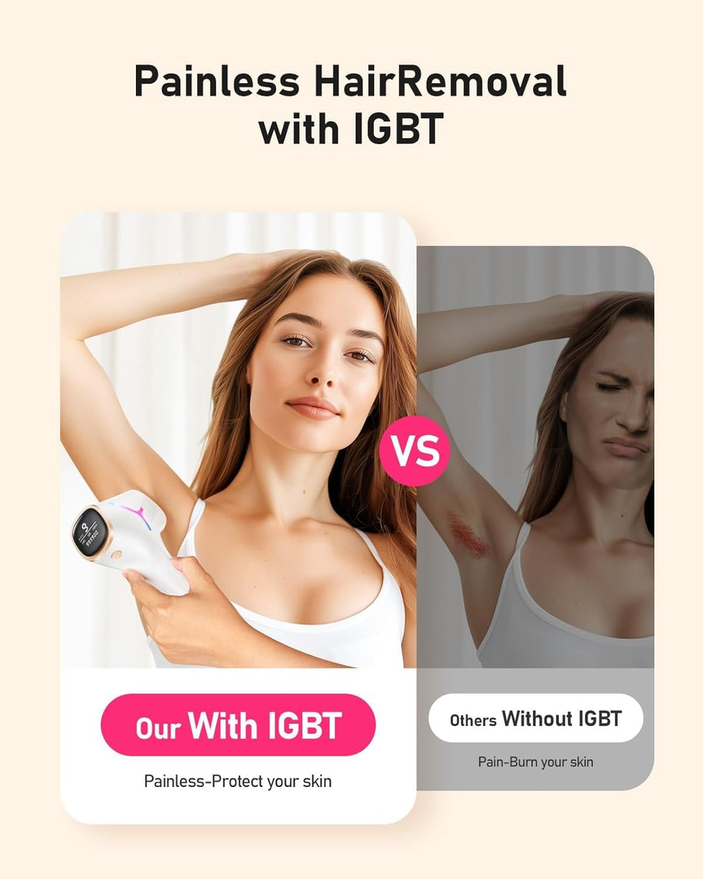 Laser Hair Removal for Women and Men, At-Home IPL Hair Removal Device with 5.2 cm² Treatment Window, Nearly Painless