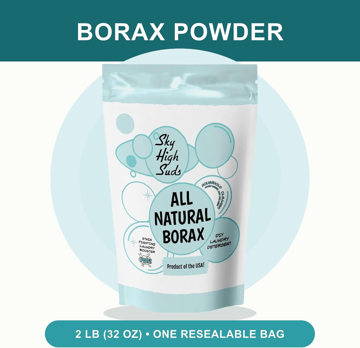 All-Natural Borax Powder, 2 lb, Laundry Booster, Made in USA