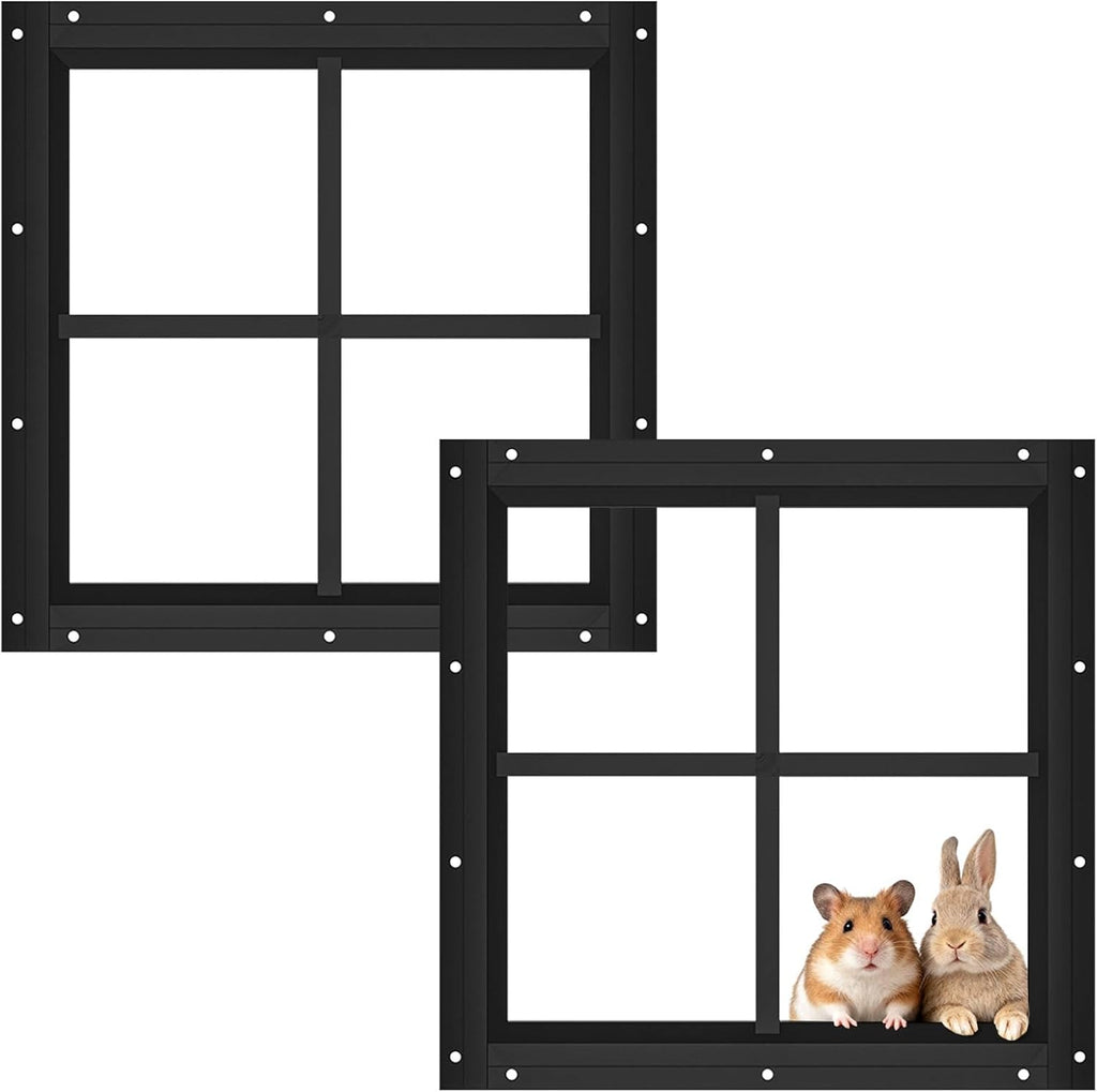 2-Pack Black Shed Transom Windows, 12 x 12 Inch Flush-Mount Tempered Glass