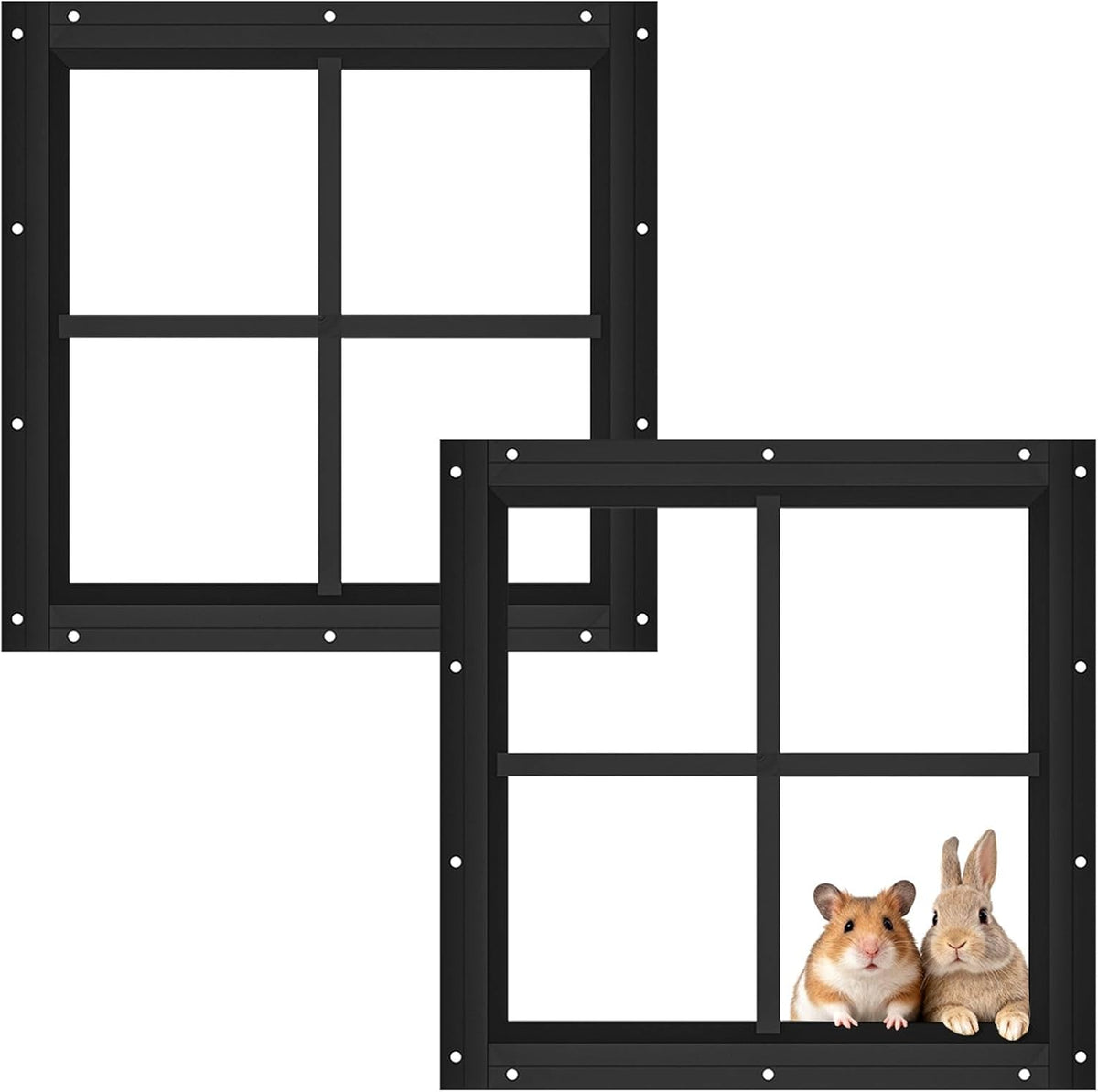 2-Pack Black Shed Transom Windows, 12 x 12 Inch Flush-Mount Tempered Glass