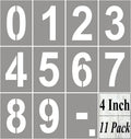 4 Inch Large Number Stencils for Painting - 11 Pack Number Stencil Templates for Curb Address, Cakes, Cookies