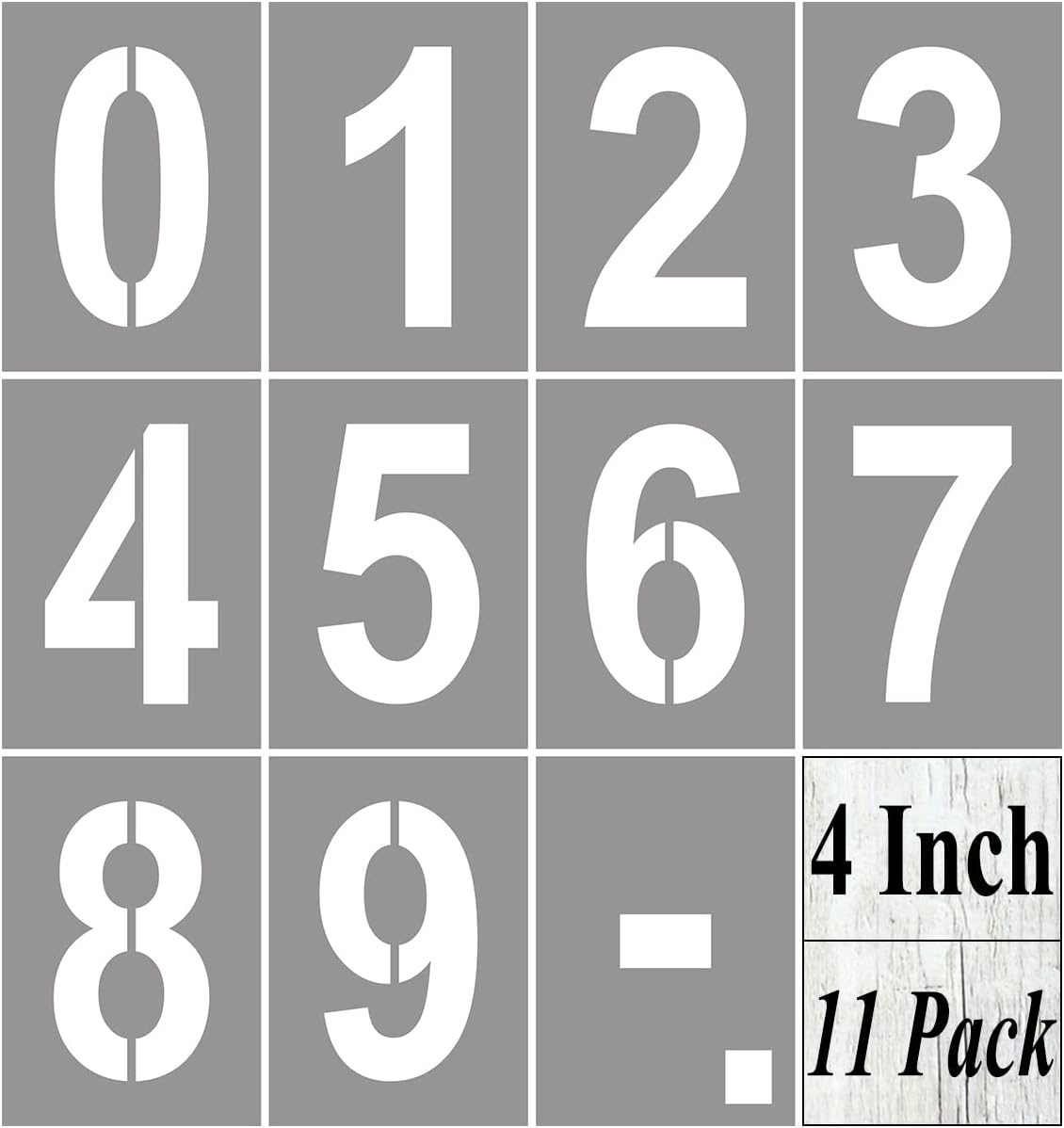 4 Inch Large Number Stencils for Painting - 11 Pack Number Stencil Templates for Curb Address, Cakes, Cookies