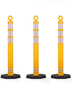 47 Inch 3 Pack Traffic Delineator Post Cones, Safety Posts