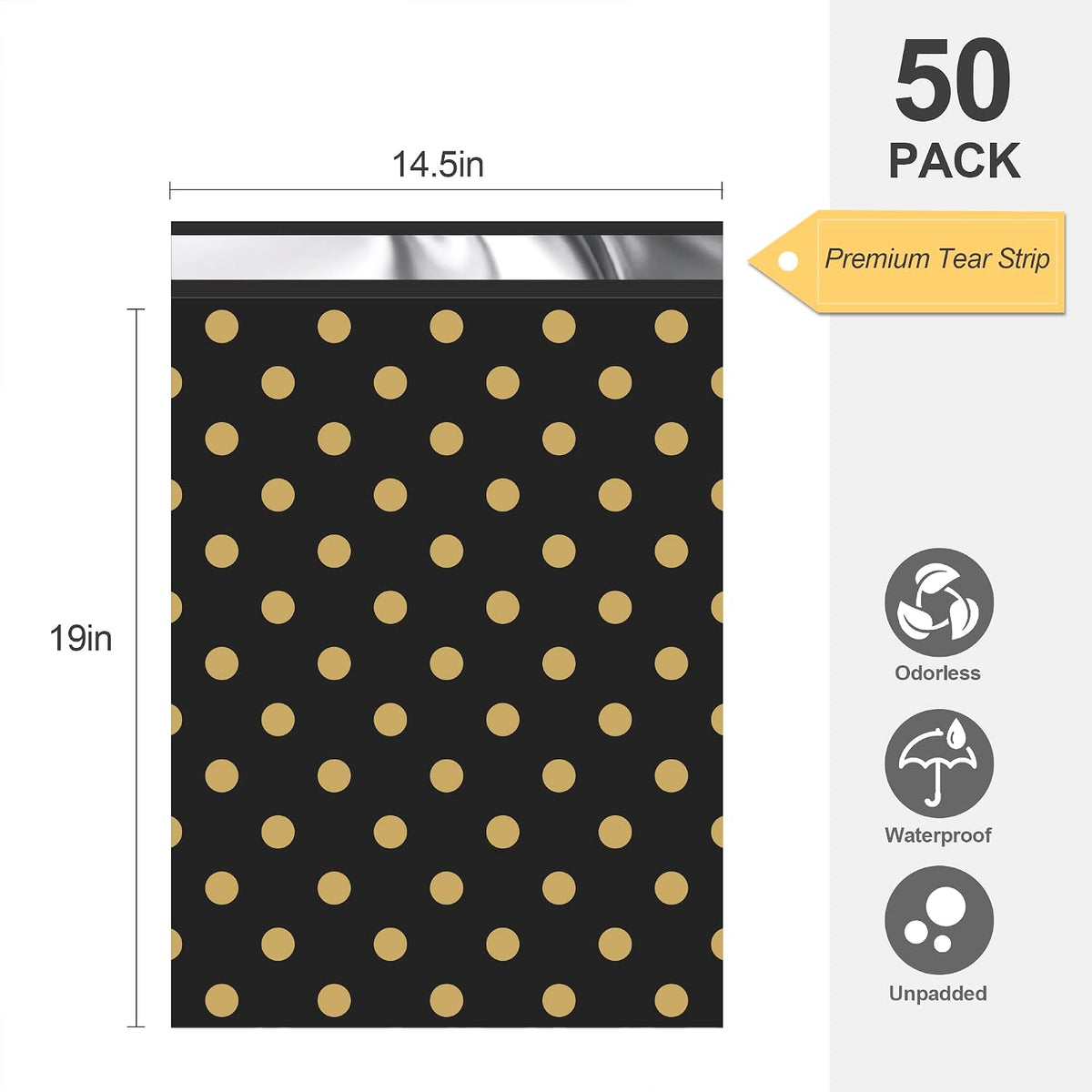 Thank You Poly Mailers 14.5x19 50 Pack, Polka Dots Design