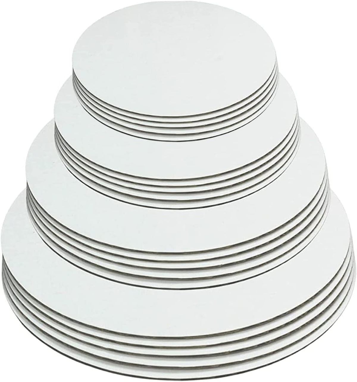 White Cake Circle Base, 6/8/10/12 inch, 5 of Each Size