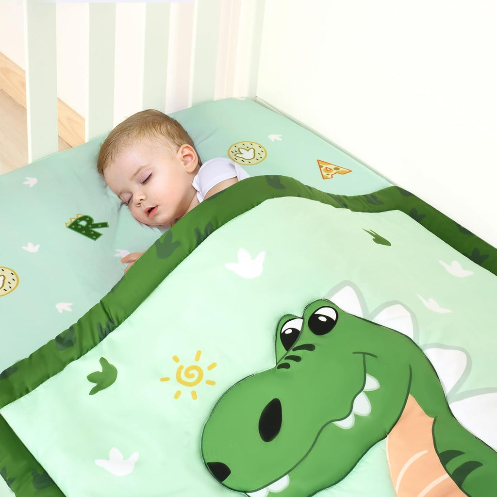 Crib Bedding Set for Boys,4 Piece Dinosaur Baby Bedding Set,Standard Size Toddler Nursery Bedding Includes