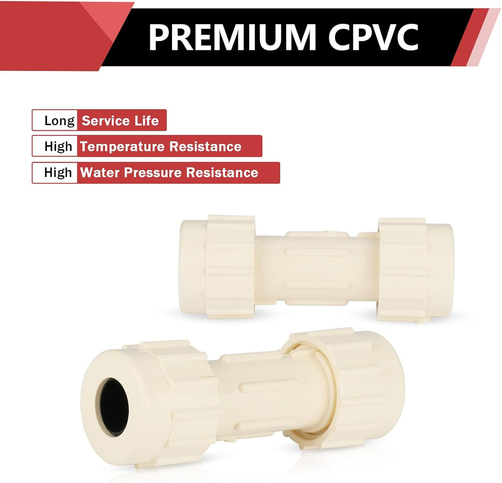 (Pack of 20) EFIELD 3/4"Compression Coupling,CPVC Fittings for Plumbing Installations and Repair