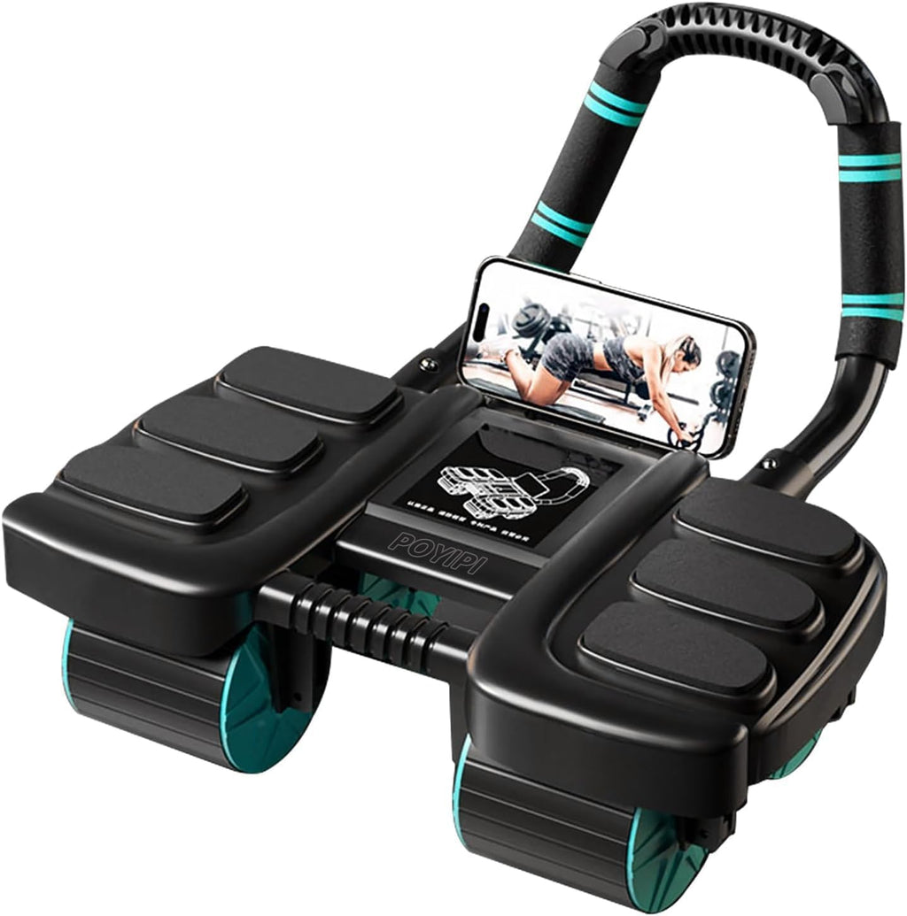 2025 New Ab Wheel Roller with Elbow Support - Automatic Rebound Abdominal Wheel Roller, The Upgraded Four-wheel