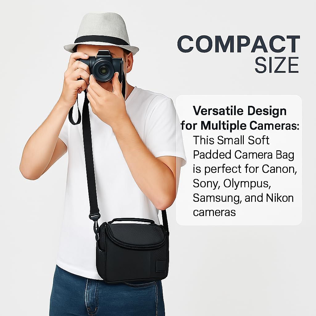 Small Padded Camera Bag with Shoulder Strap – Compact DSLR & Mirrorless Camera Carrying Case, Lightweight Protective