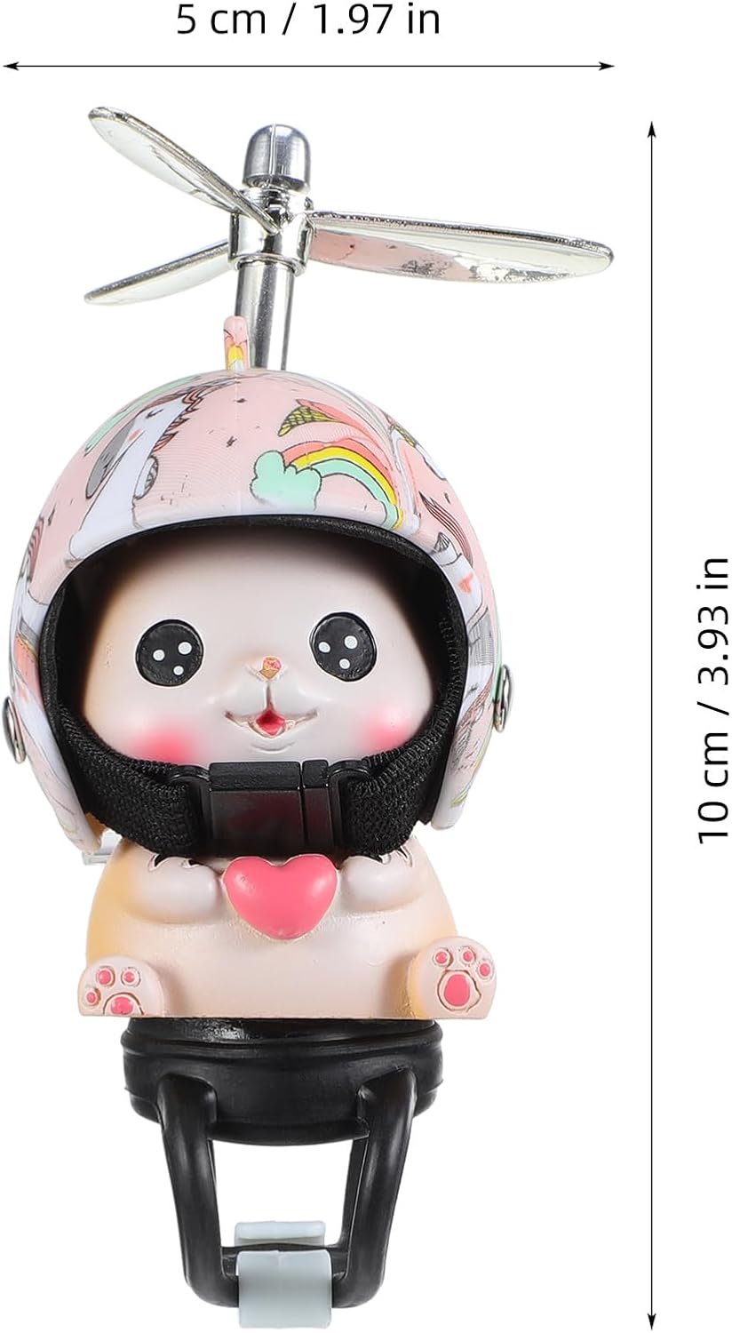 Cat Bike Bell Accessories, Resin Handlebars with Propeller Helmet, Mount Cat Figurine for Girls Boy, Bicycle