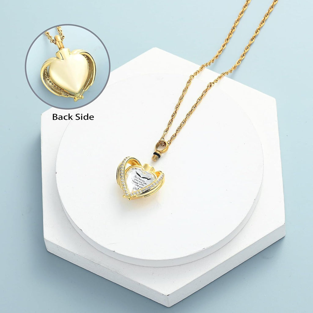 Cremation Heart Urn Necklace Ashes Jewelry for Women Men Keepsake Pendant Memorial Locket Ash Holder