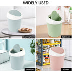 2 Pcs Plastic Mini Wastebasket Trash Can with 120 Trash Bags, Tiny Desktop Waste Garbage Bin with Swing Lid for Home