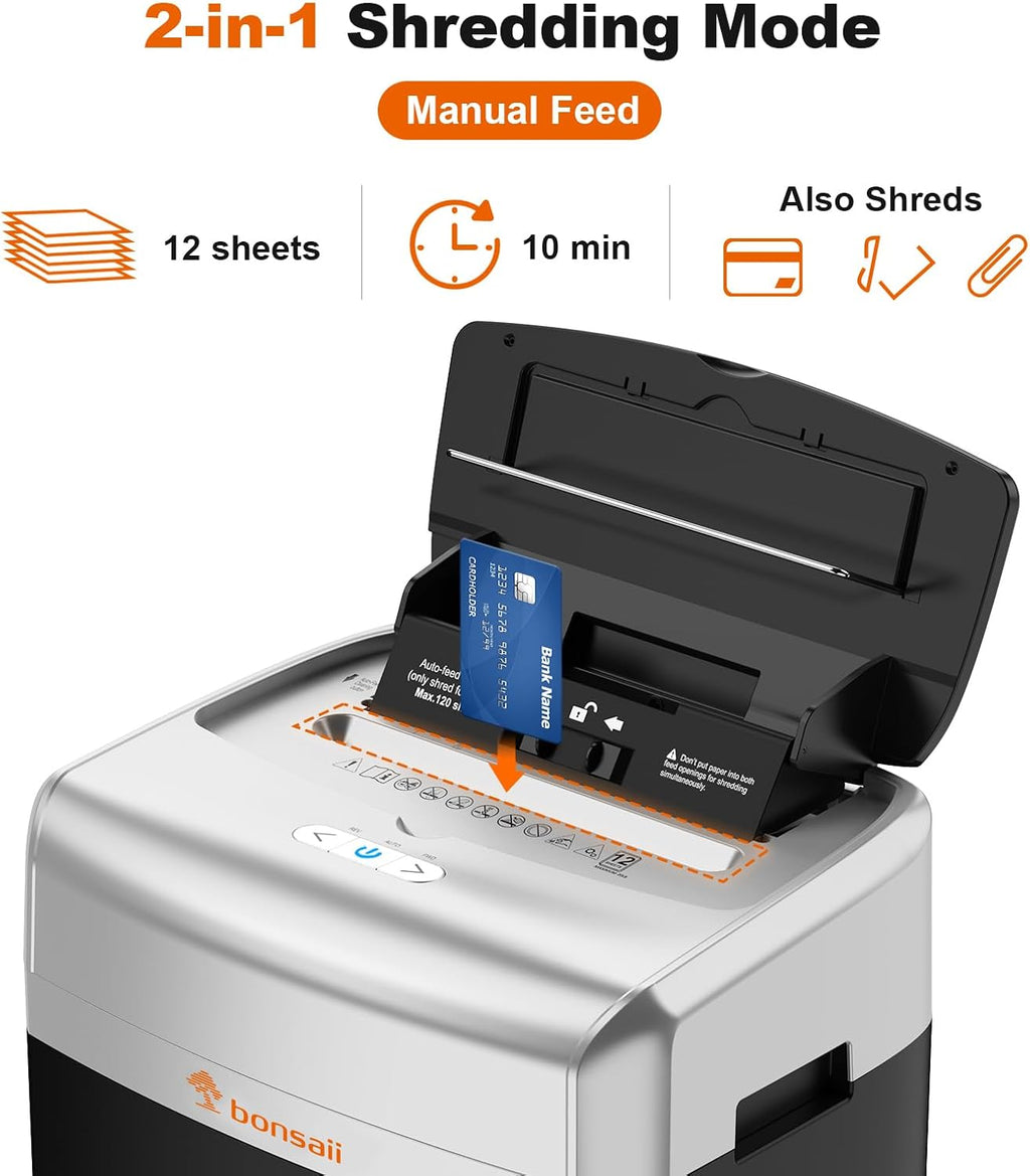 120-Sheet Autofeed Micro-Cut 30-Min Run Heavy Duty Paper Shredder | P-4 Security Level, Jam-Proof, 62dB Ultra-quiet
