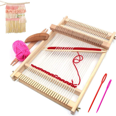Weaving Loom Kit,Wooden Multi-Craft Weaving Loom Tapestry Loom Large Frame 9.85x 15.5inch,DIY Hand-Knitting Weaving