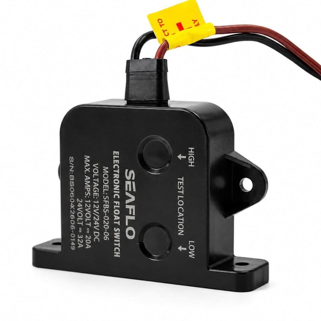 SEAFLO Electric Field Bilge Switch - 12V/24V, 20A at 12V or 10A at 24V, Automatic Water Level Sensor Switch, No Float, Solid State Bilge Pump Switch, Marine Boat, SFBS-20-06, 4-Year Warranty