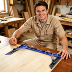 Stair Tread Template Tool with Triangular Brace and Edge Flip Stops