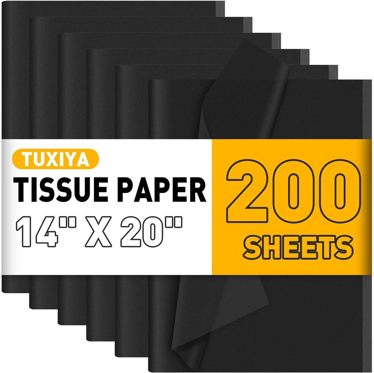 200 PCS Black Tissue Paper Bulk,14"X20" Tissue Paper for Gift Bags