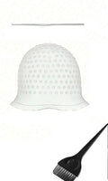 Silicone Hair Highlight Cap, Reusable Pre-Punched Dyeing Cap with Hook and Dye Brush