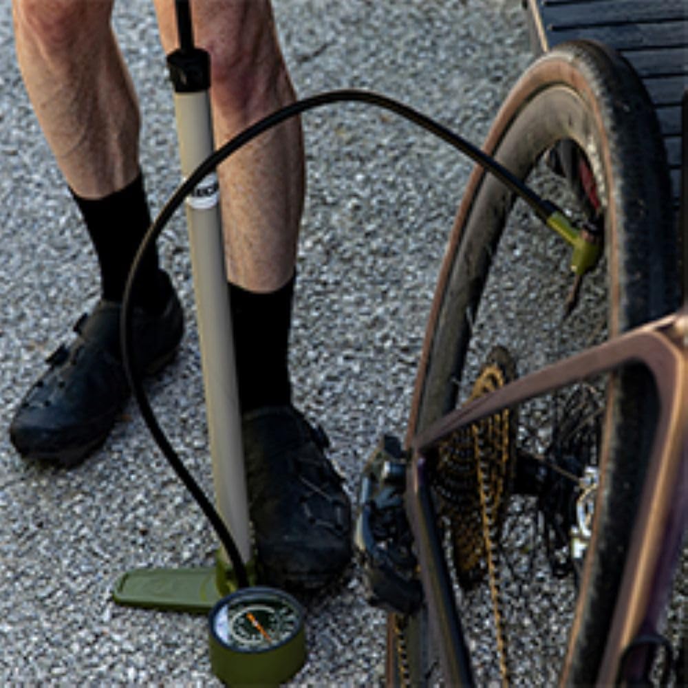 Terra Bike Floor Pump with Steel Construction, Wood Handle, 120psi