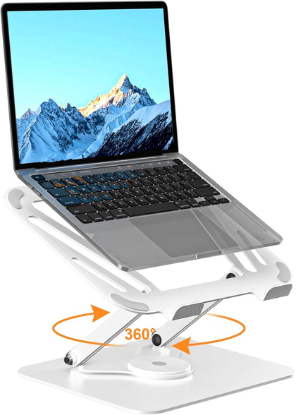 Laptop Stand for Desk, Adjustable Computer Notebook Stand with 360° Rotating Base, Ergonomic Laptop Riser for
