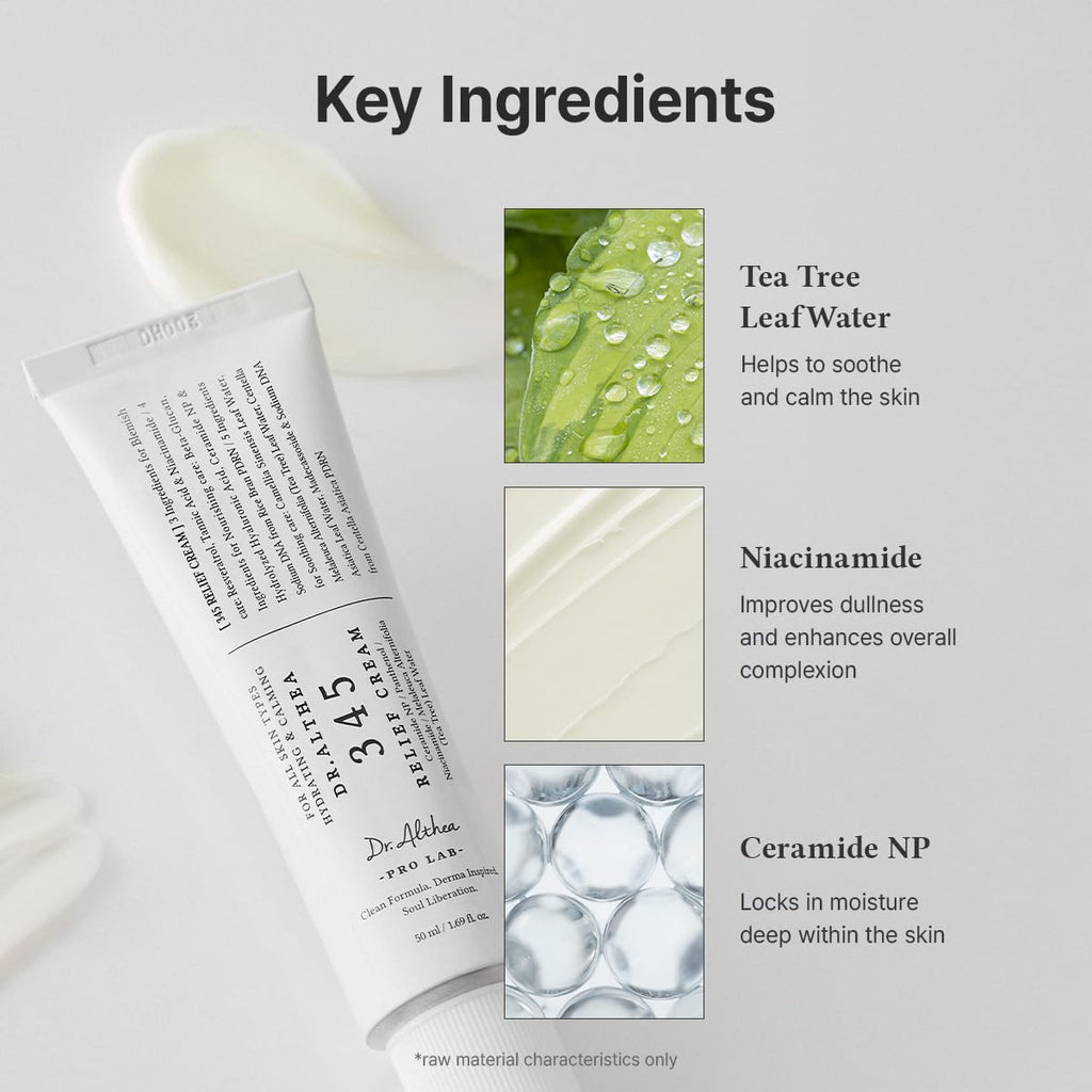 345 Relief Cream | Daily Face Moisturizer for Soothing Recovery and Blemish Care with PDRN & Niacinamide | Korean
