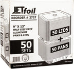 Jetfoil Aluminum Foil Pan with Lids | Half Size Deep Container Steam Table Pans Cooking Accessory | Excellent for