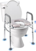 Raised Toilet Seat, 350LB Stand Alone Homecare Commode Bathroom Assist Frame for Elderly, Handicapped, Disabled