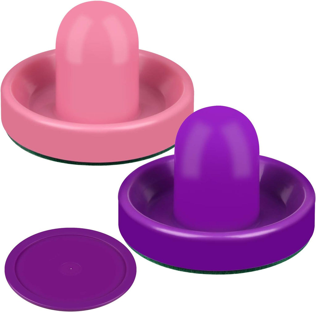 Air Hockey Pushers and Red Air Hockey Pucks, Goal Handles Paddles Replacement Accessories for Game Tables (4 Striker