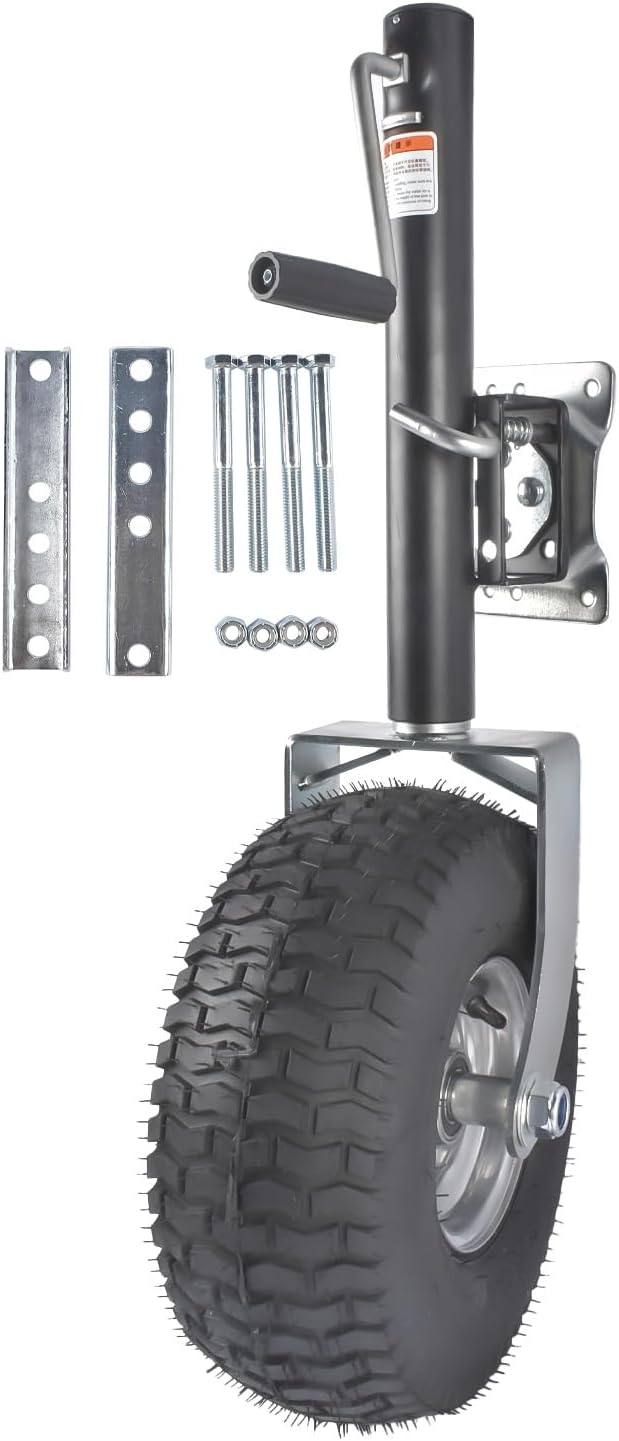 Swivel Trailer Tongue Jack, 2000 lbs Capacity, 13.38in Heavy-Duty Wheel, Bolt-On Swivel Mount, Foldable Trailer Jack