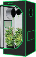 2x2 Green Hut Grow Tent 24"x24"x48" 600D Mylar Hydroponic Grow Tents | Observation Window, Removable Floor Tray, 100%