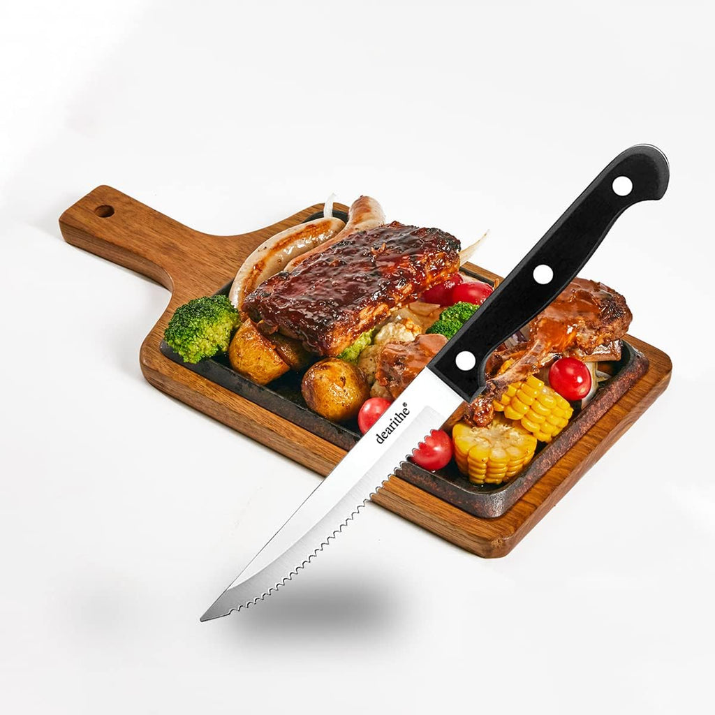 Serrated Steak Knives Set of 48, 4.5 In, Black