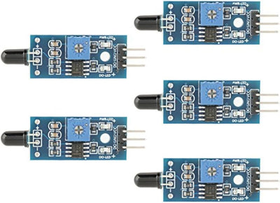 Walfront 5 Pcs IR Infrared Flame Sensor Module Detector for 3.3V-5V Wide Voltage LM393 60 Degrees