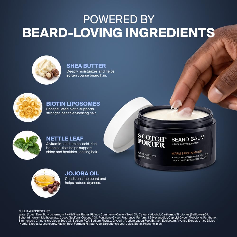 Conditioning Beard Balm for Men, Warm Spice & Musk