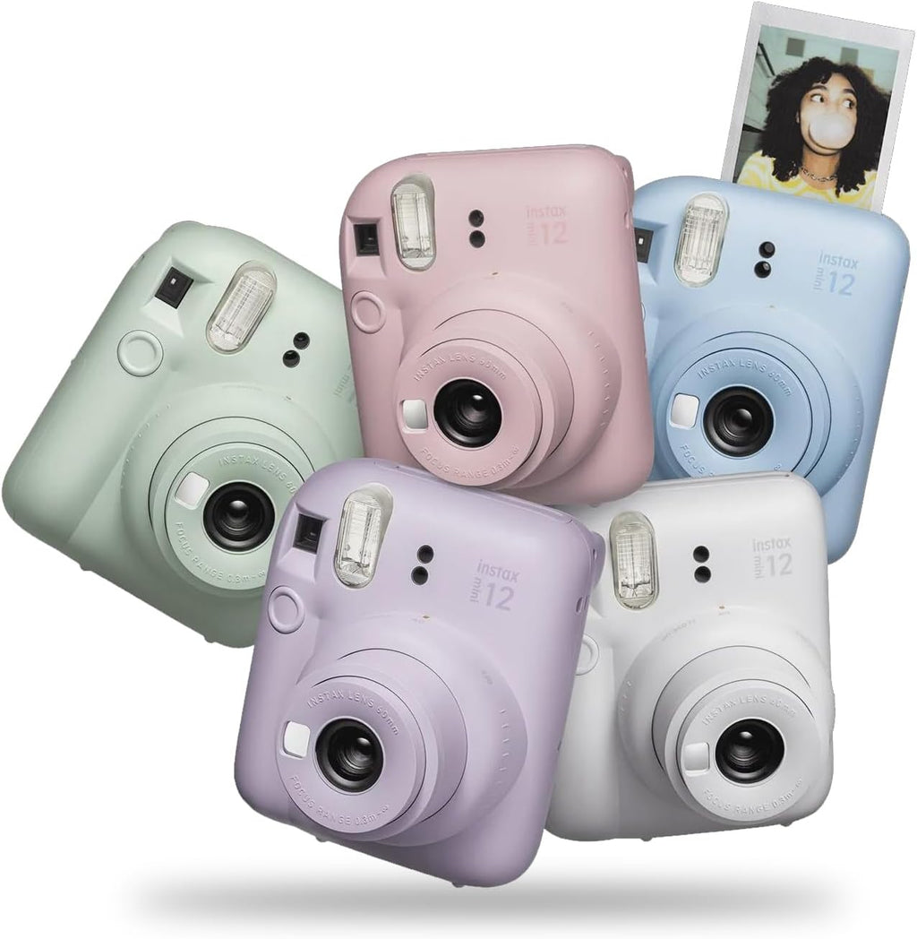 Instax Mini 12 Instant Camera + MiniMate Accessory Bundle & Compatible Custom Case + Fuji Instax Film Value Pack (50