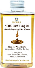Pure Tung Oil 12oz, Natural Wood Finish for Furniture & Floors