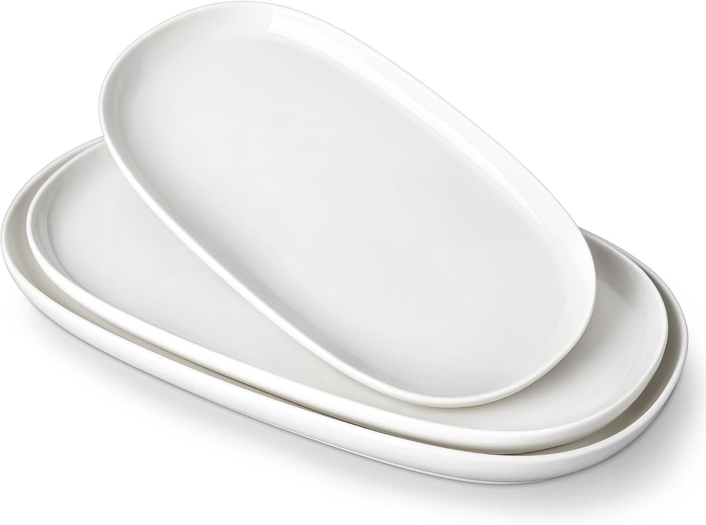 Porcelain Serving Platters Set of 3, 15.5"/14"/12" Serving Trays