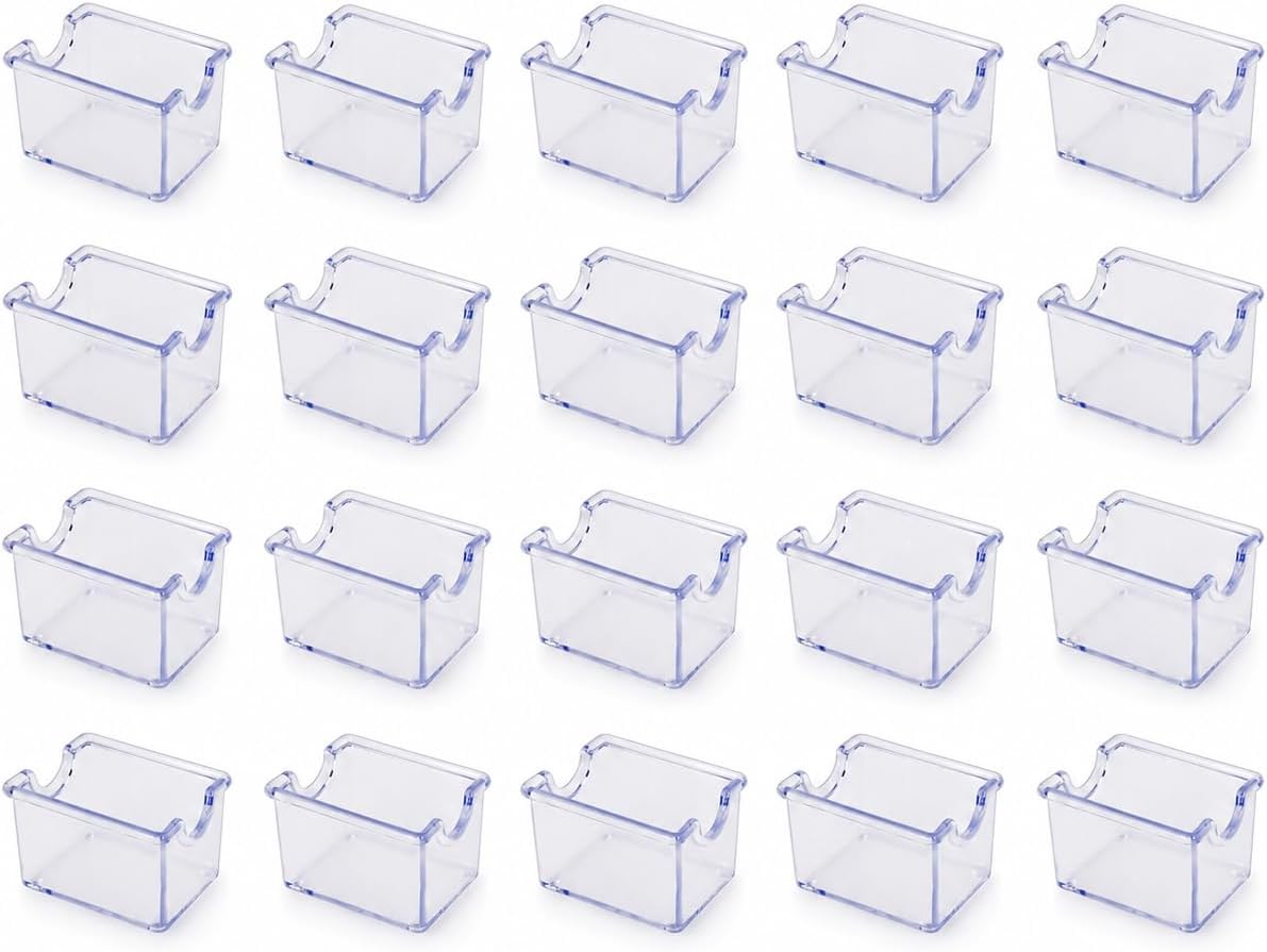 Plastic Sugar Packet Holder, Clear, Heavy Duty SAN Material, Set of 24
