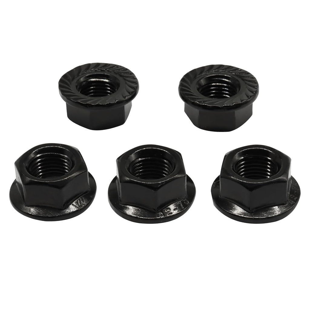M10/1mm Serrated Flange Hex Nuts, Black, 5Pcs