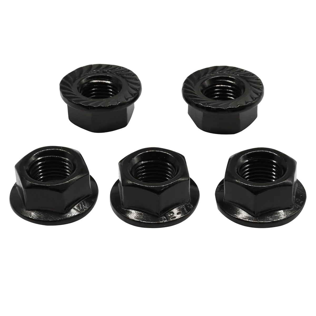 M10/1mm Serrated Flange Hex Nuts, Black, 5Pcs