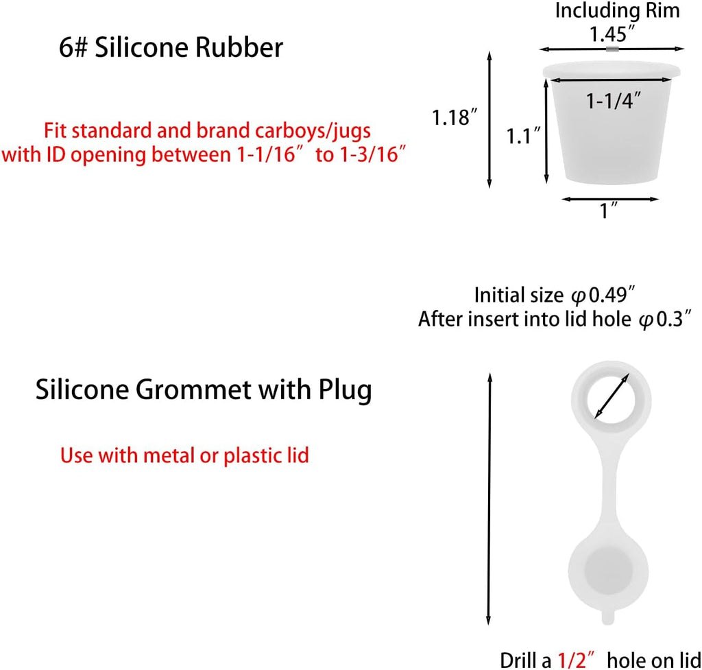 Airlock Set Three-Piece Airlock Drilled #6 Stopper and Grommet for Fermentation, Brewing Wine, Beer Making