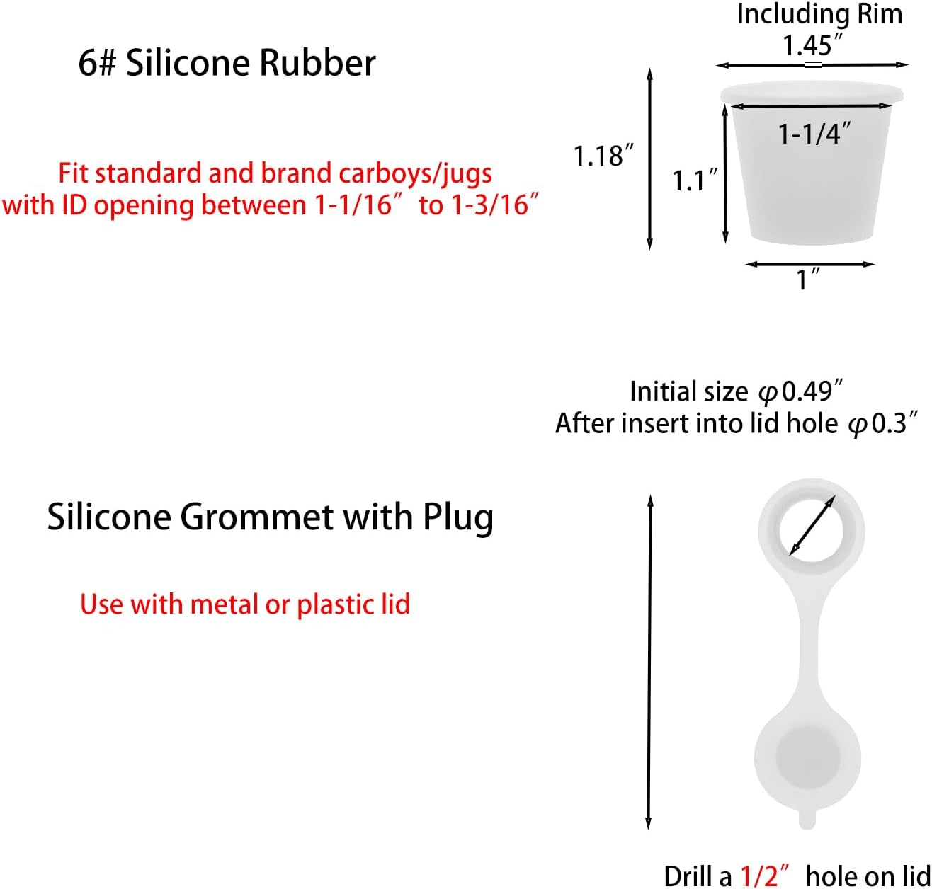 Airlock Set Three-Piece Airlock Drilled #6 Stopper and Grommet for Fermentation, Brewing Wine, Beer Making